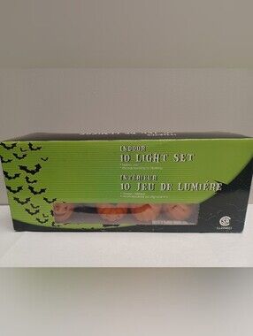 Vintage Blinking / Steady Halloween Lights - Orange Pumpkin Set Of 10 Spooky 🎃